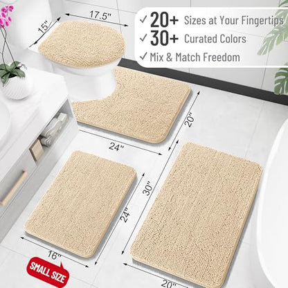 OLANLY Toilet Rugs U-Shaped 20x20, Soft Absorbent Chenille Contour Rugs - color: Beige, size: 20" X 20" Contour Rug