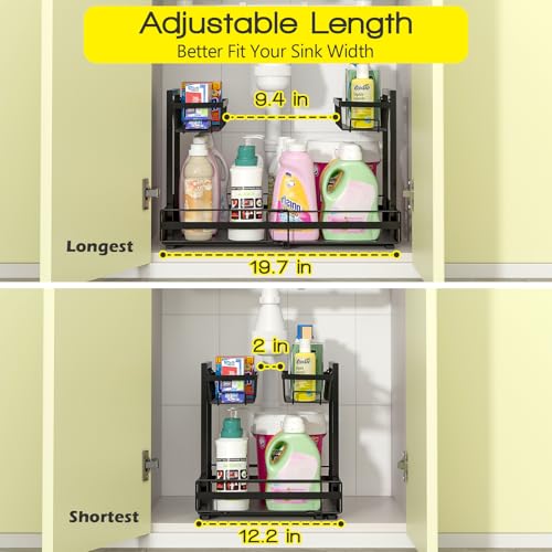 NADAMOO Expandable Under Sink Organizer, 2-Tier Pull Out Cabinet Organizer