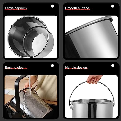Hsei 2 Pcs Stainless Steel Bucket for Pet Cleaning, 5.3 Gallon Metal Bucket Water Pail with Handle for Fence Kennel Cage Garage Garden Workshop - size: 5.3 Gallon