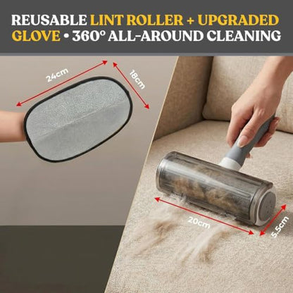 Pet Hair Remover Set for Dogs & Cats, Pet Grooming Gloves & Reusable Hair Remover Roller