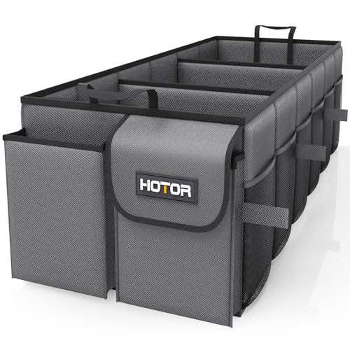 HOTOR Trunk Organizer - Foldable Car Organizer for SUVs & Sedans Storage - color: Grey, size: X-Large (3 Compartments)