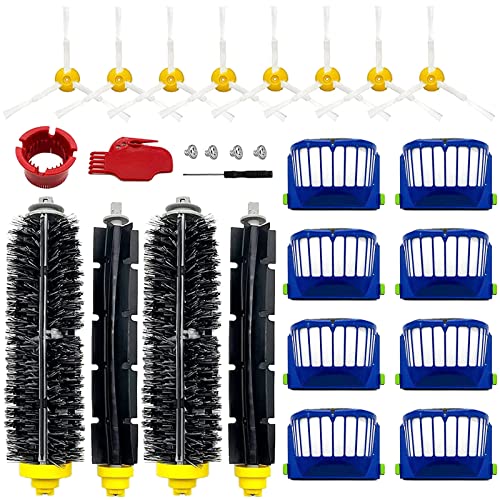 Replacement Parts for iRobot Roomba 675 690 680 660 651 650 614 610 595 585 564 552 Vacuum, Replenishment Kit 8 Filters, 8 Side Brushes, 2 Set Bristle and Beater Brush,2 Tools - size: 2+8+8 PACK