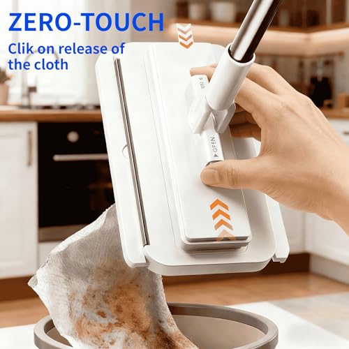 Press Grip Mini Mop with a Mini Foldable Desktop Mop, Zero-Touch Gap Dust Cleaner with 39in Stick & Clip On Locking Head, Dry Wet Disposable Dust Mop for Kitchen Wall Bathroom Toilet Corners - size: 39in Short Handle Mini Mop Set (2PC)