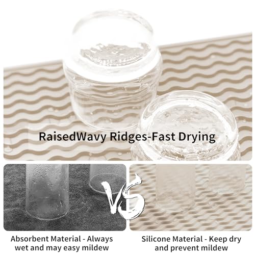 ZLR Small Silicone Drying Mat & Sink Caddy, 6"x12", Cassava White - color: Cassava White, size: 12" x 6"
