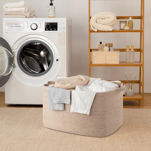 65L Large Woven Blanket Basket for Living Room, 19.7"x15.7"x11.8" - color: Brown, size: 19.7"x15.7"x11.8"