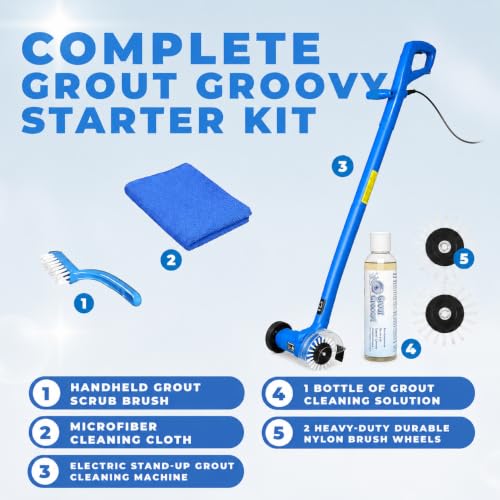 Electric Grout Cleaner | Stand Up Tile Grout Scrubber Bundle | 20' Cord - style: Large Bundle
