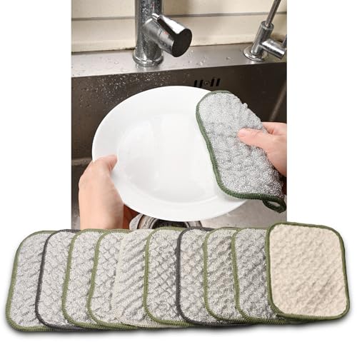 Silver Microfiber Scrubbing Pads, Non-Scratch for Pots, 10-Pack - color: Silver 10pcs