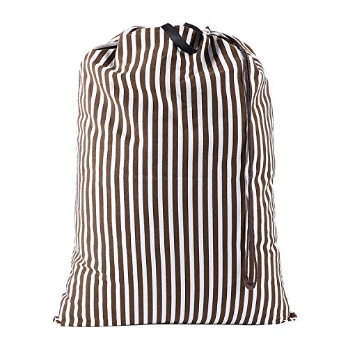 SWISSELITE Heavy Duty Laundry Bag, Large Travel Dirty Clothes Bag - color: Stripe Coffee