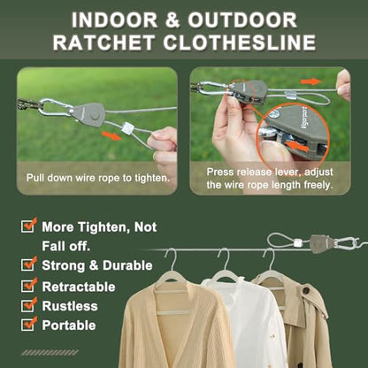 Vigorport Outdoor Retractable Clothesline, Portable Travel Clothes Line - size: 19Ft