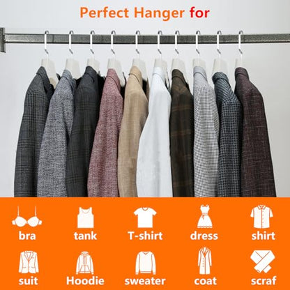 DEDU Suit Hangers for Men 10 Pack, Sweater Hangers No Shoulder Bump Non Slip Width 17.7", Plastic Clothes Hangers Ivory White with Metal Hook - color: Ivory White-10