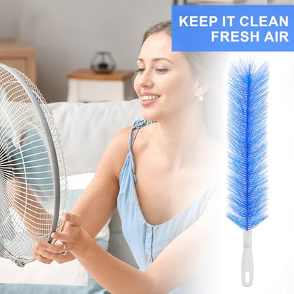 Yuanchu 2 Pcs Fan Cleaner Brushes, Bendable Fan Cleaning Brush Cobweb Duster Set Microfiber Head Washable Brush for Ceiling Fan Air Vents Curtains Cars Box Fan(Blue) - color: Blue