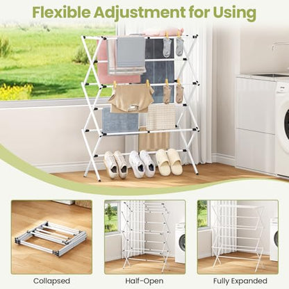 APEXCHASER Oversized Clothes Drying Rack, 45.28" H × 14.57" D - color: White, size: Large