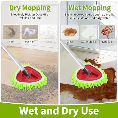 Mop Head Replacement for Ocedar EasyWring 1 Tank System, Chenille Mop Heads for Ocedar, Easy to Replace,Deep Floor Cleaning and Machine Washable - color: Green