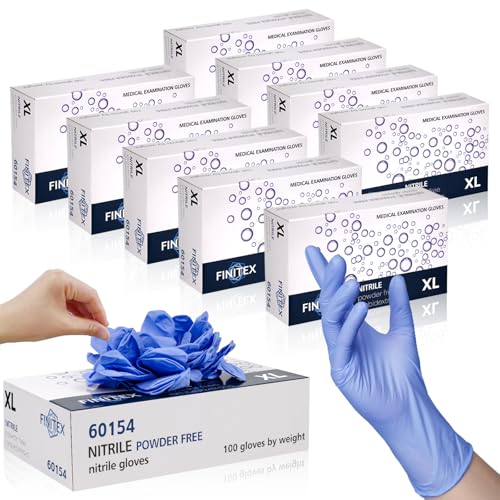 FINITEX Disposable Ice Blue Nitrile Exam Gloves 1000PCS/Case Cleaning - size: Medium (Pack of 1000)