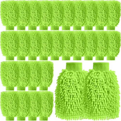 24 Pack Car Wash Mitts Bulk Microfiber Wash Mitts, Lime Green - color: Lime Green