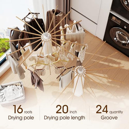 BOQORAD Clothes Drying Rack Foldable,Laundry Drying Rack,Drying Rack Clothing(16 Wood Poles),Clothes Hanger Rack,Laundry Rack Folding,Collapsible,Retractable - style: 16 Wood Poles
