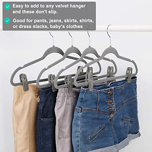 TOFIIGREM Grey Velvet Clips - 20 PCS Non Slip Clips for Slim Velvet Hangers - color: Gray, size: 20pc