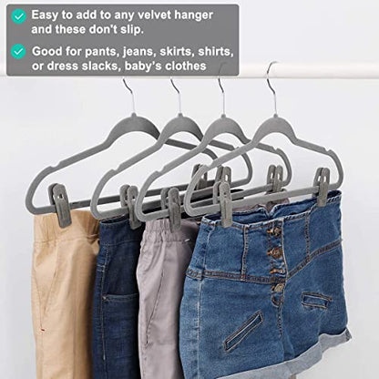 TOFIIGREM Grey Velvet Clips - 20 PCS Non Slip Clips for Slim Velvet Hangers - color: Gray, size: 20pc
