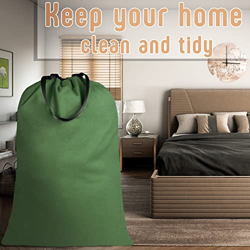 Sanlykate Large Canvas Cotton Laundry Bag with Drawstring & Handles, Heavy Duty Durable Dirty Clothes Organizer, Tear Resistant Hamper Liner Storage Bag, Travel Sack, 25.5 x 34inch - Army Green - color: ArmyGreen