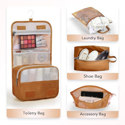 OlarHike 10 Set Compression Packing Cubes for Travel Essentials,Compressible Expandable Space Saver Bags for Organizing Clothes,Luggage Suitcase Garment Bags with Over 1000 pcs Mesh Holes(Brown) - color: Brown
