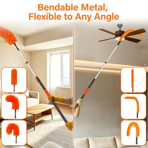 26FT High Reach Duster with Extension Pole 5-20FT, 4-in-1 Cleaning Kit - size: 20FT Pole