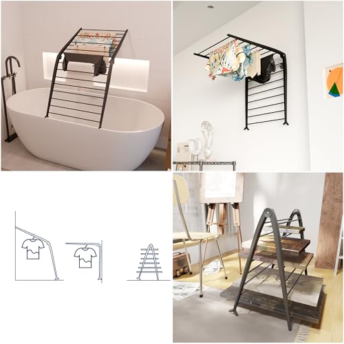 Whitmor Spacemaker Folding Drying Rack, Indoor Clothes Organizer with Patent-Pending Design, Space Saving, 6" L x 26" W x 51.5" H, Black Deluxe - color: Dark