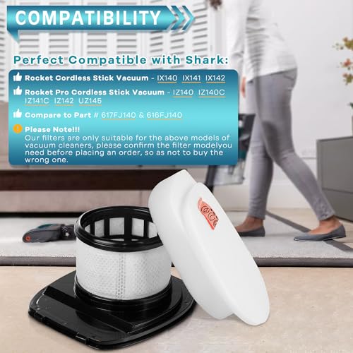 IX141 Replacement Filter for Shark Vacuum IX141 IX140 IZ140 IX142 IZ140C IZ142 UZ145 IZ141C IX141H WZ140 WZ240, Replace Part 616FJ140 & 617FJ140 - size: IX141 (1 HEPA + 2 Sponge)