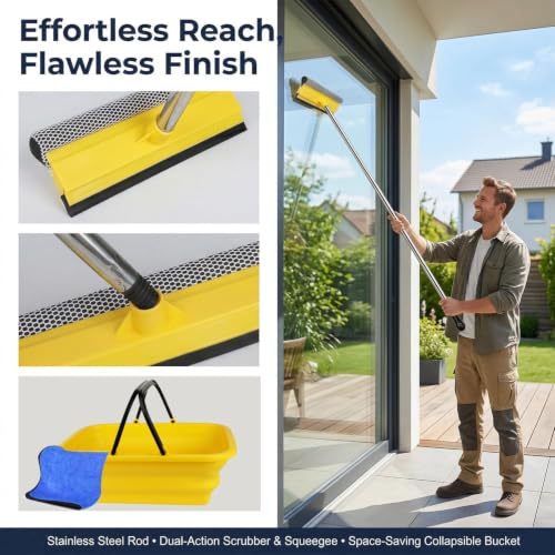 Window Cleaning Kit with 10L Collapsible Bucket - color: Yellow