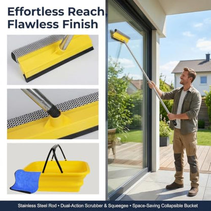 Window Cleaning Kit with 10L Collapsible Bucket - color: Yellow