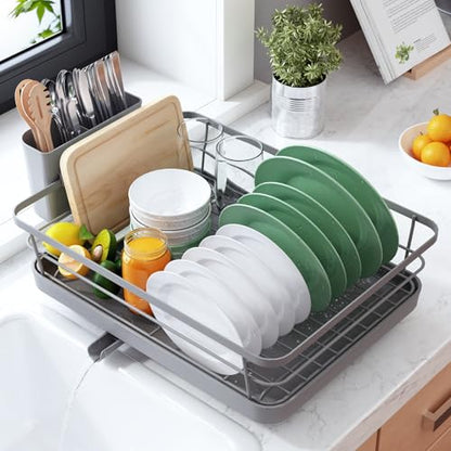 Kitsure Dish Drying Rack for Kitchen Counter, 12''W x 15.5''L, Grey - color: Gray, size: 12''W x 15.5''L - 1 Tier