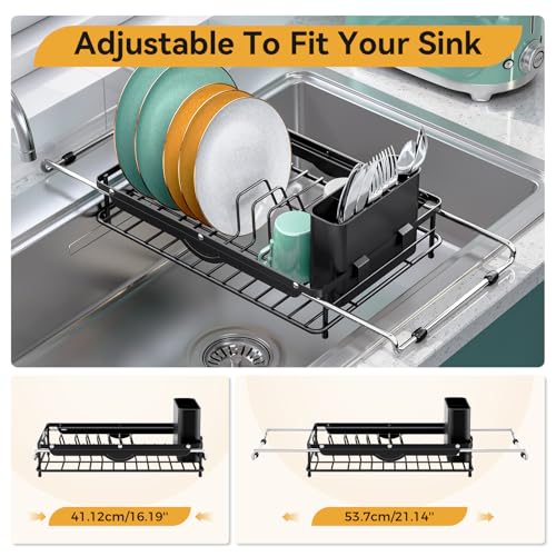 TOOLF Sink Small Dish Drying Rack with Utensil Holder for RV, Apartment - size: Compact Size