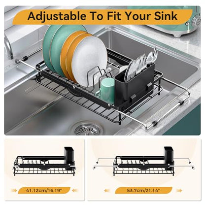 TOOLF Sink Small Dish Drying Rack with Utensil Holder for RV, Apartment - size: Compact Size
