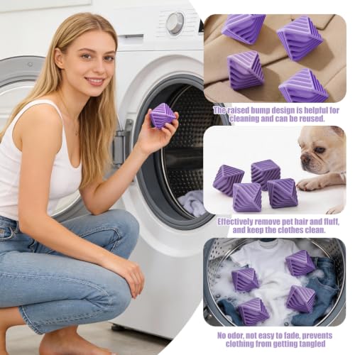 4 Pcs Reusable Laundry Anti Static Balls，Cube Agitator Balls (Purple) - color: Purple