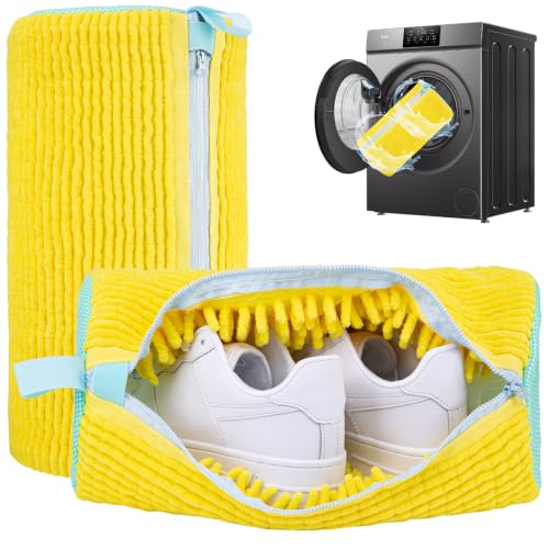 Shoe Washing Machine Bag: 2 Pack Reusable Shoes Cleaning Bags, Yellow - color: Yellow