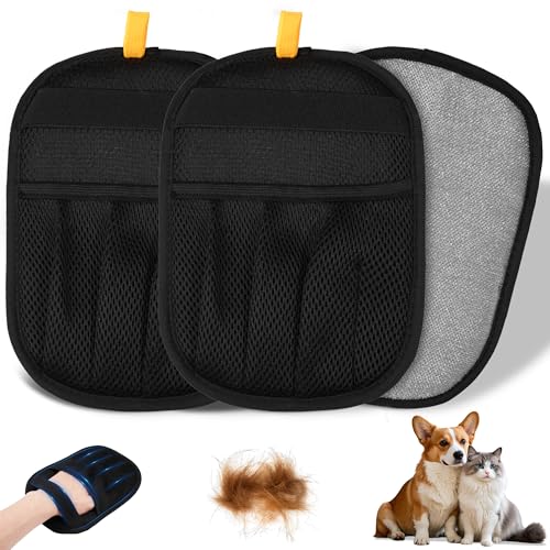 3/4PCS Pet Hair Removal Glove for Cats & Dogs,Upgraded Five-Finger Electrostatic Pet Hair Remover Glove, Reusable Magic Brush Pet Hair Removal Tool for Laundry, Couch, Carpet & Car Seat (black 3pcs) - color: black 3pcs