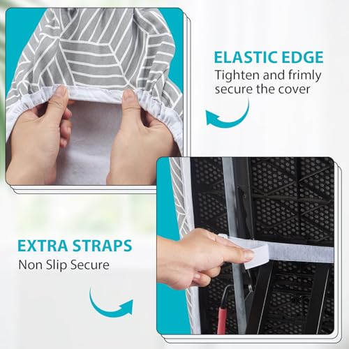 Seiritex Ironing Board Cover with Padding 15 x 54 inch Standard Full Size, Heat Reflective with Hook and Loop Fasteners, Thick Padding with Elasticized Edges, 3 Layers Iron Board Cover (Gray Cube) - color: Gray Cube, size: 15x54