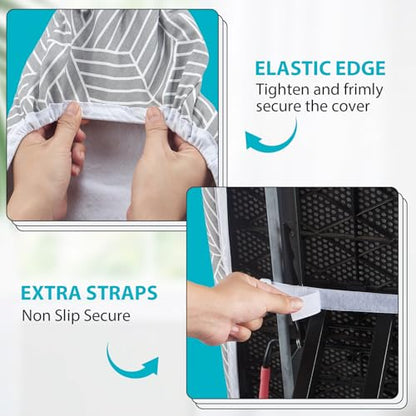 Seiritex Ironing Board Cover with Padding 15 x 54 inch Standard Full Size, Heat Reflective with Hook and Loop Fasteners, Thick Padding with Elasticized Edges, 3 Layers Iron Board Cover (Gray Cube) - color: Gray Cube, size: 15x54