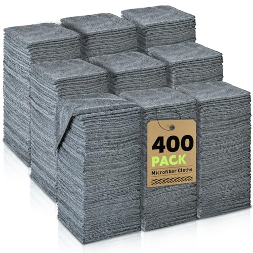 Microfiber Cleaning Cloths Bulk-400 Pack, Gray Microfiber Towels for Cars - color: Grey, size: 400P