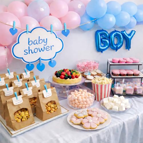 60Pcs Mini Clothespins for Baby Shower Games Boy Blue Clothes Pins 1.4 Inch - color: Blue