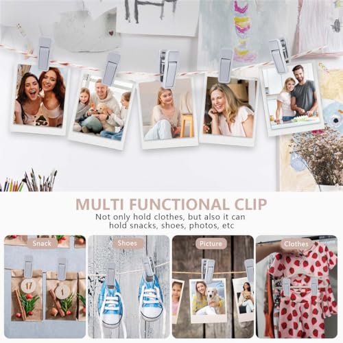 KISEER 80 Pcs Plastic Baby Hanger Clips Slim-line Finger Clips Set for Clothes Hanger Velvet Hanger (Grey) - color: Gray, size: 80 Pcs