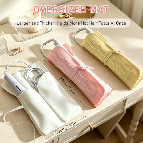 Silicone Mat for Hair Tools, Compatible with Curling Iron & Flat Iron, Pink - color: Pink