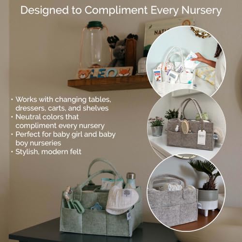 Parker Baby Co. Felt Diaper Caddy Organizer - Large, Sage - color: Sage Green (Heathered Sage Green), size: Large
