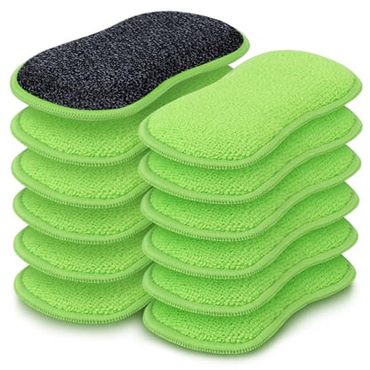 HOMEXCEL Dish Sponge 12 PK, Microfiber Kitchen Sponges for Cleaning, Green - color: Green