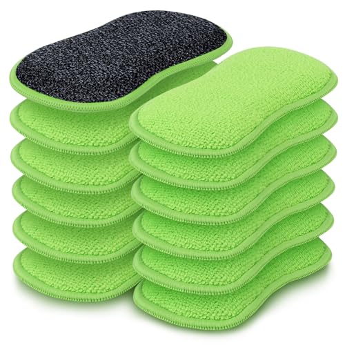 HOMEXCEL Dish Sponge 12 PK, Microfiber Kitchen Sponges for Cleaning, Green - color: Green