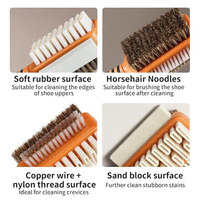 Suede&Nubuck 4-Way Leather Brush Cleaner Suede Brush (Orange) - color: Orange