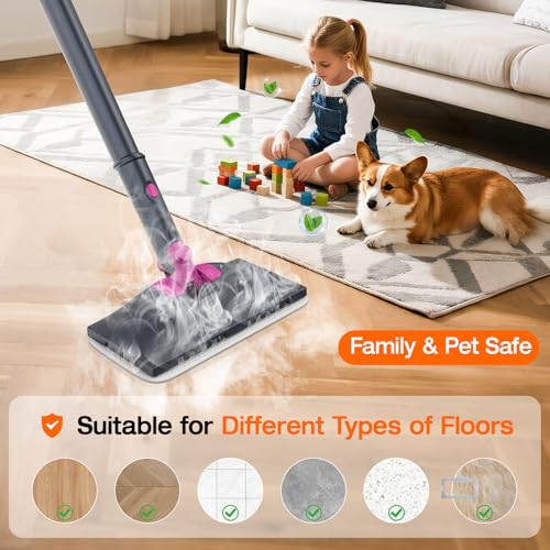 10-in-1 Steam Cleaner, Steam Mop with Detachable Handheld Steamer for Home - color: Mist Gray