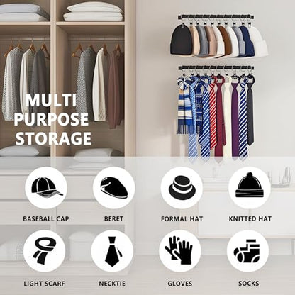 Hat Rack with Steel Clips for Wall Baseball Cap Set of 2
