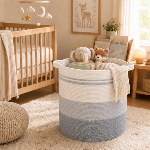 OIAHOMY 60L Laundry Basket Laundry Hamper Nursery Hamper Gradient Gray - color: Gradient Gray, size: 15*15*20in