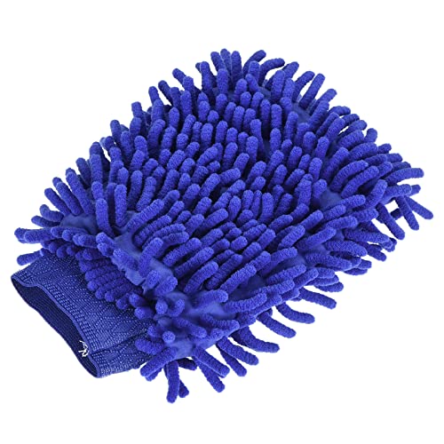 MECCANIXITY Microfiber Soft Chenille Wash Mitten Double Sided Dusting Glove for House Cleaning, Dark Blue - color: Dark Blue
