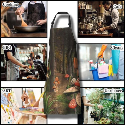 Chef Apron for Women Enchanted Nature Mans Aprons for Cooking Funny for Kitchen Cooking Restaurant BBQ Painting Crafting 27” (W) x 31” (H), Waterproof Aprons - color: Enchanted Nature
